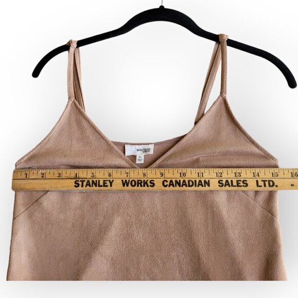 Aritzia Wilfred Free Vegan Tan Suede Spaghetti Strap Slip Dress XS - Picture 9 of 10